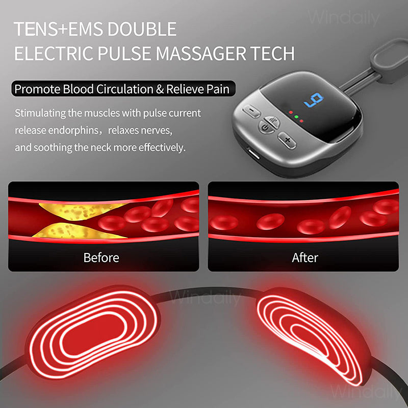 Mini Portable Massager- Electric heat EMS TENS Pulse-Hot Compress Smart Massager