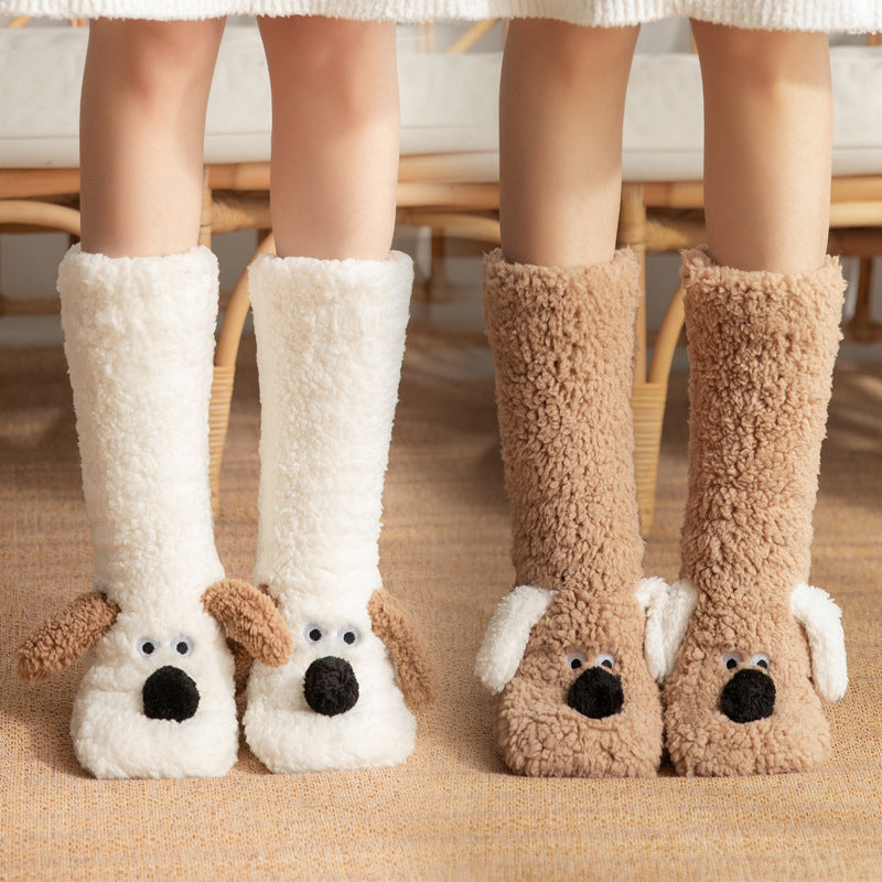 Doggy Floor Socks- Winter Warm Non-slip Plush Socks for Women