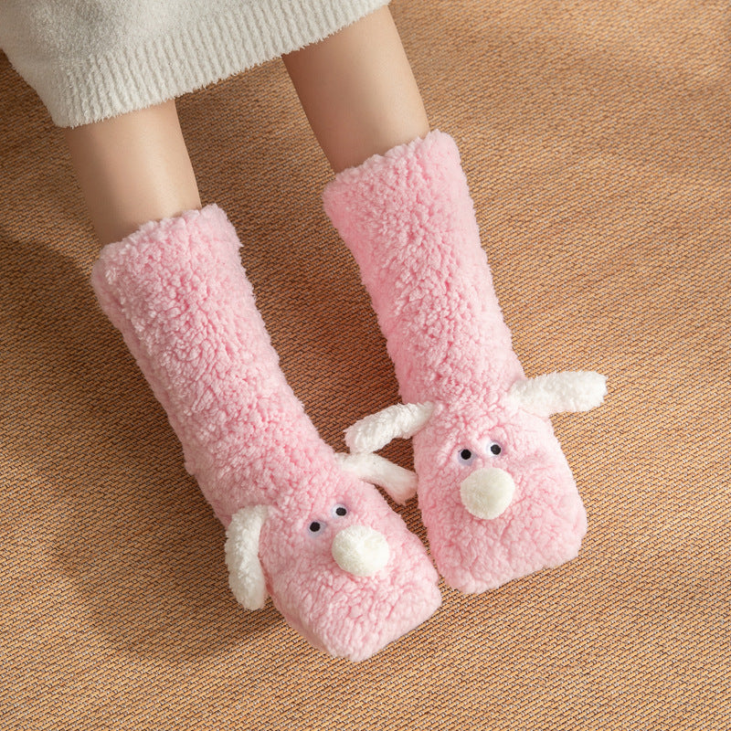 Doggy Floor Socks- Winter Warm Non-slip Plush Socks for Women