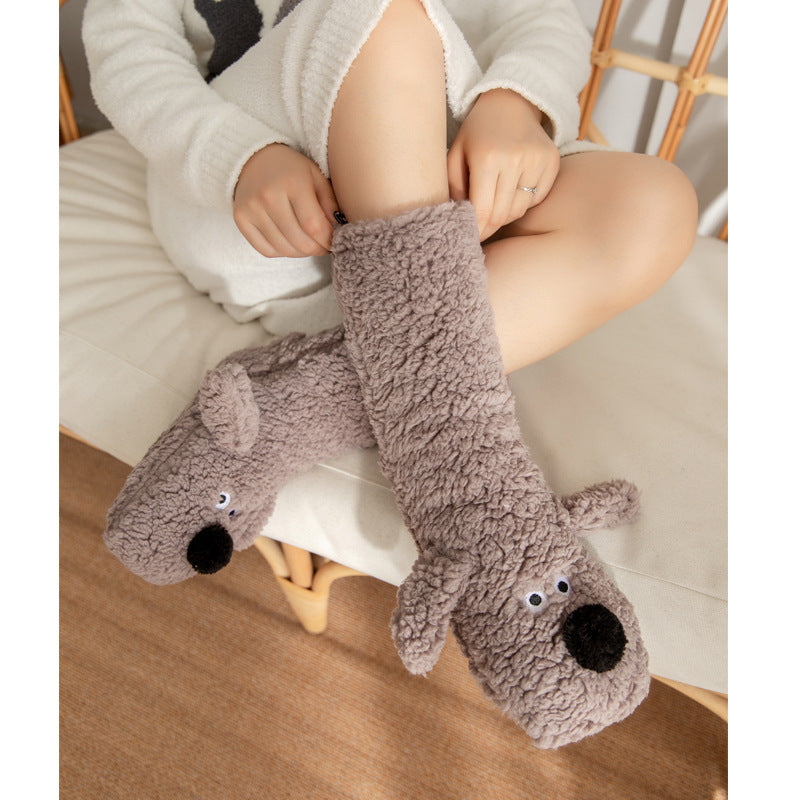 Doggy Floor Socks- Winter Warm Non-slip Plush Socks for Women