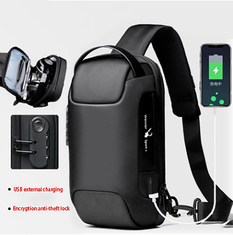 Waterproof USB Anti-theft Bag- Multifunction Lockable Travel Chest Pack