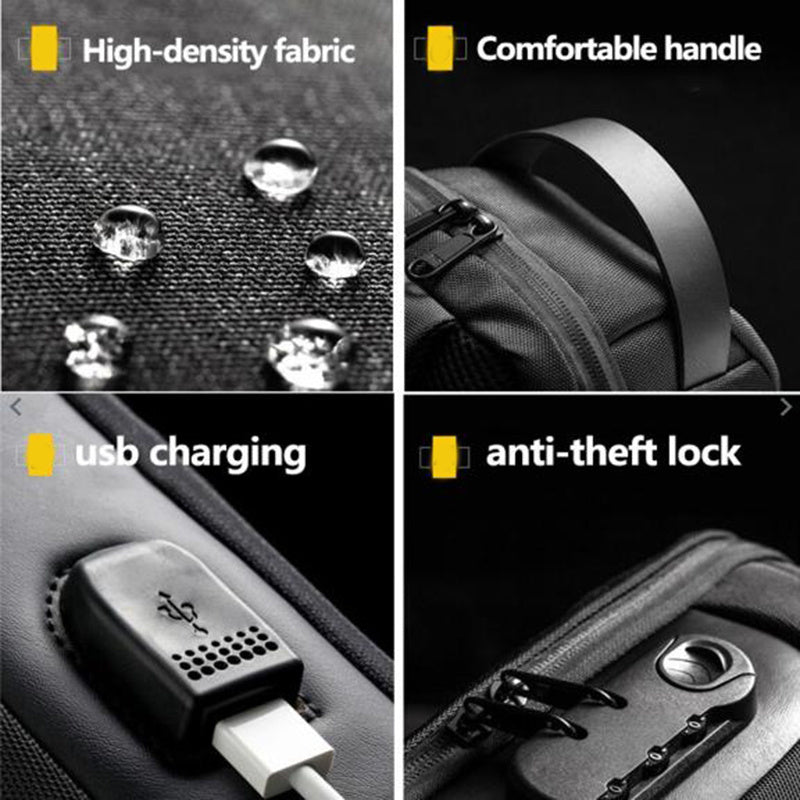 Waterproof USB Anti-theft Bag- Multifunction Lockable Travel Chest Pack