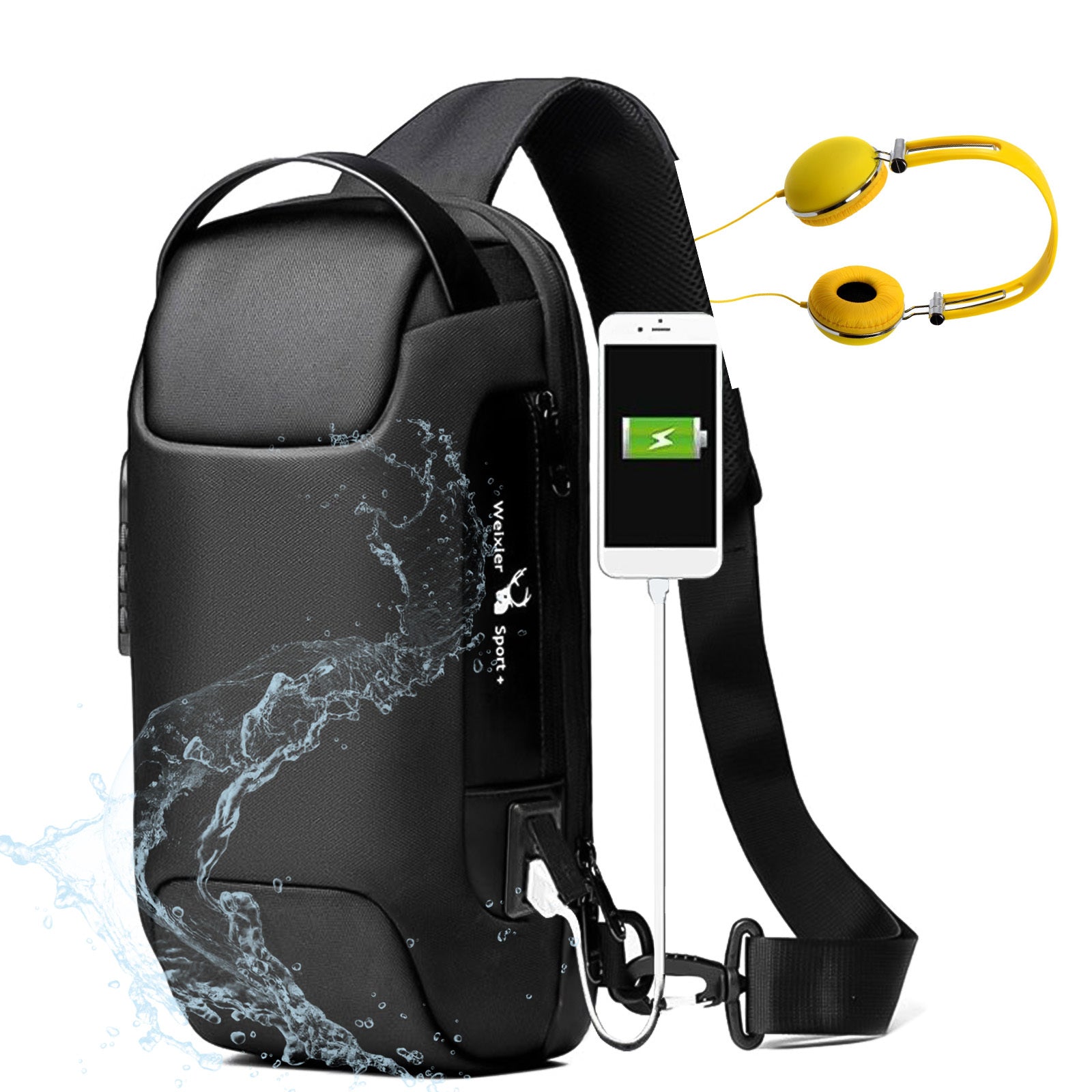 Waterproof USB Anti-theft Bag- Multifunction Lockable Travel Chest Pack