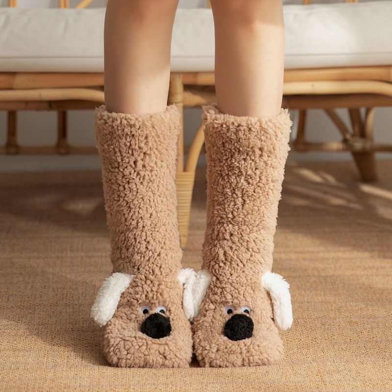 Doggy Floor Socks- Winter Warm Non-slip Plush Socks for Women