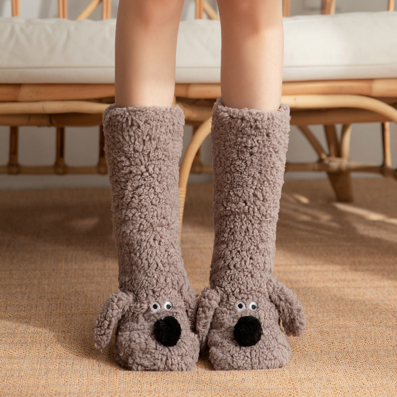 Doggy Floor Socks- Winter Warm Non-slip Plush Socks for Women