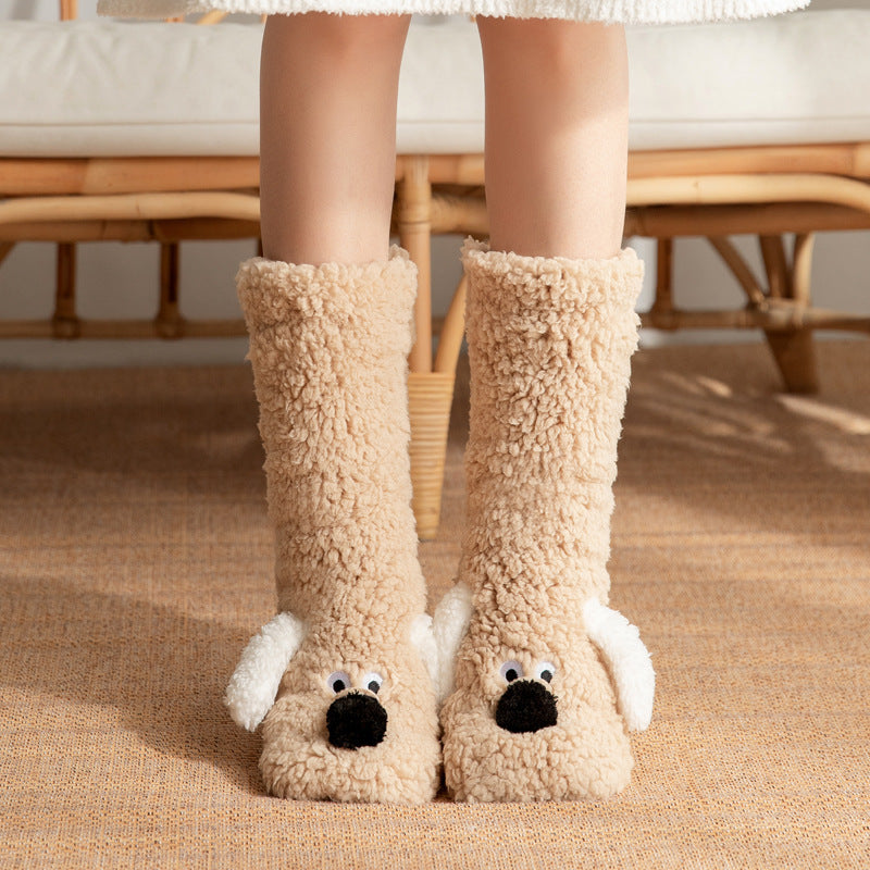 Doggy Floor Socks- Winter Warm Non-slip Plush Socks for Women