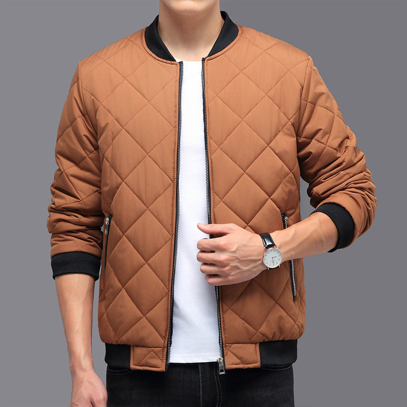 Rhombic sewing Design-Cotton Coat-Winter Casual Thickened Baseball Jacket for Men