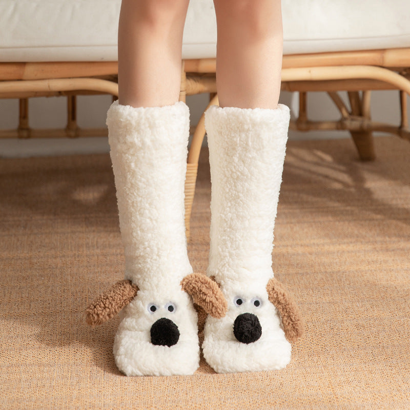 Doggy Floor Socks- Winter Warm Non-slip Plush Socks for Women